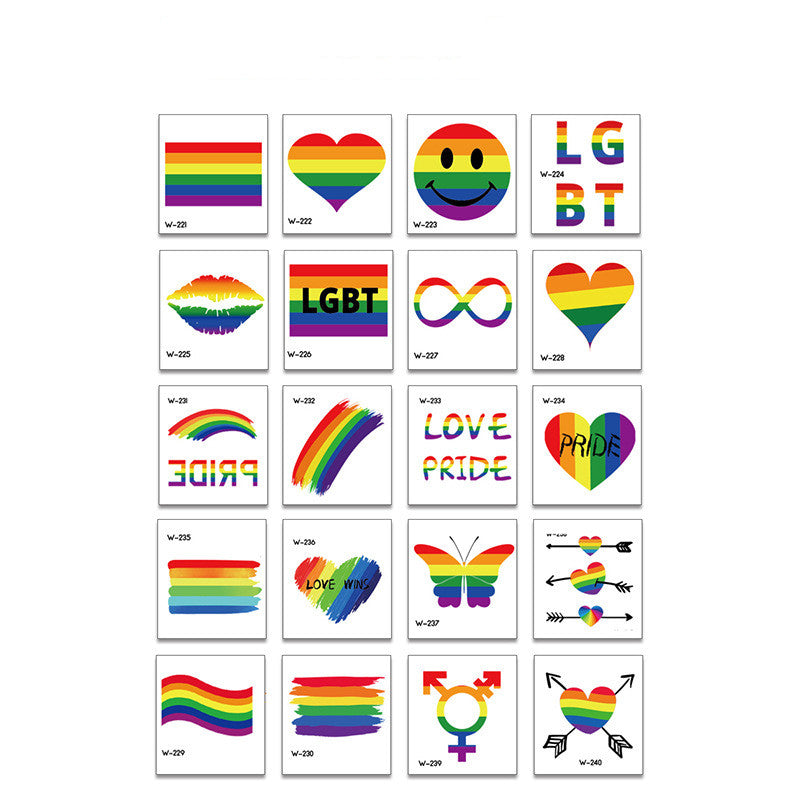 Face Stick Rainbow Geometric Flower Arm Tattoo Sticker