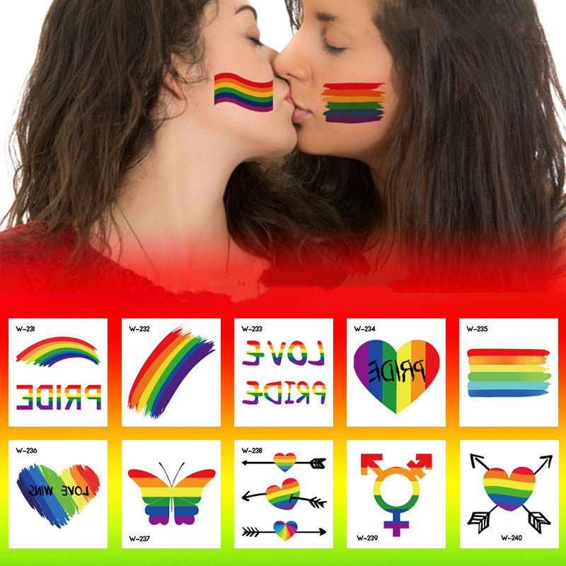 Face Stick Rainbow Geometric Flower Arm Tattoo Sticker