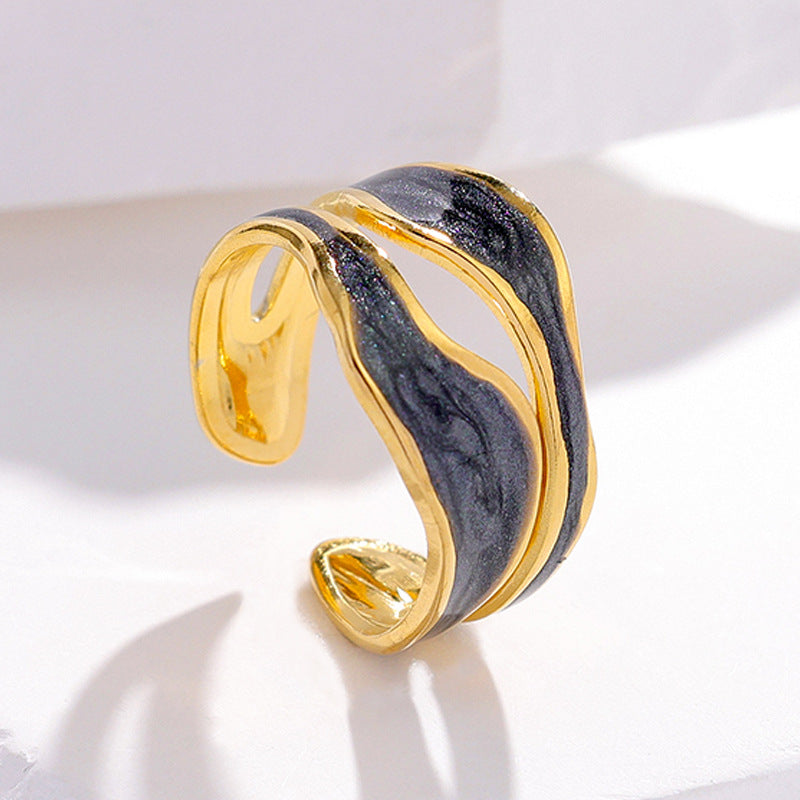 Simple Open-toed Rings Fashion Golden Titanium Steel Ring