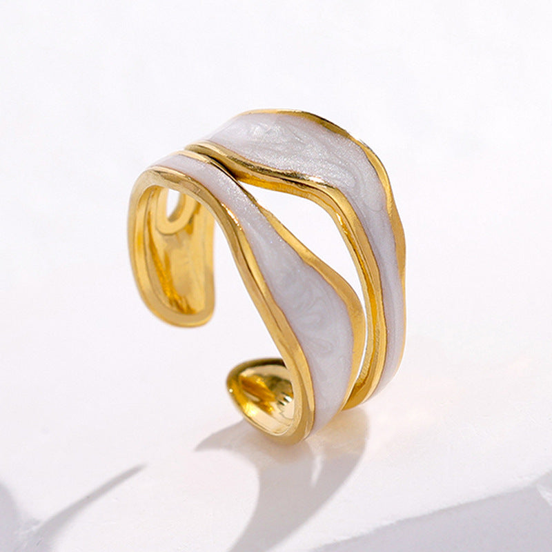 Simple Open-toed Rings Fashion Golden Titanium Steel Ring
