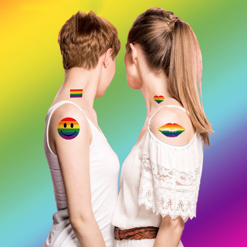 Face Stick Rainbow Geometric Flower Arm Tattoo Sticker