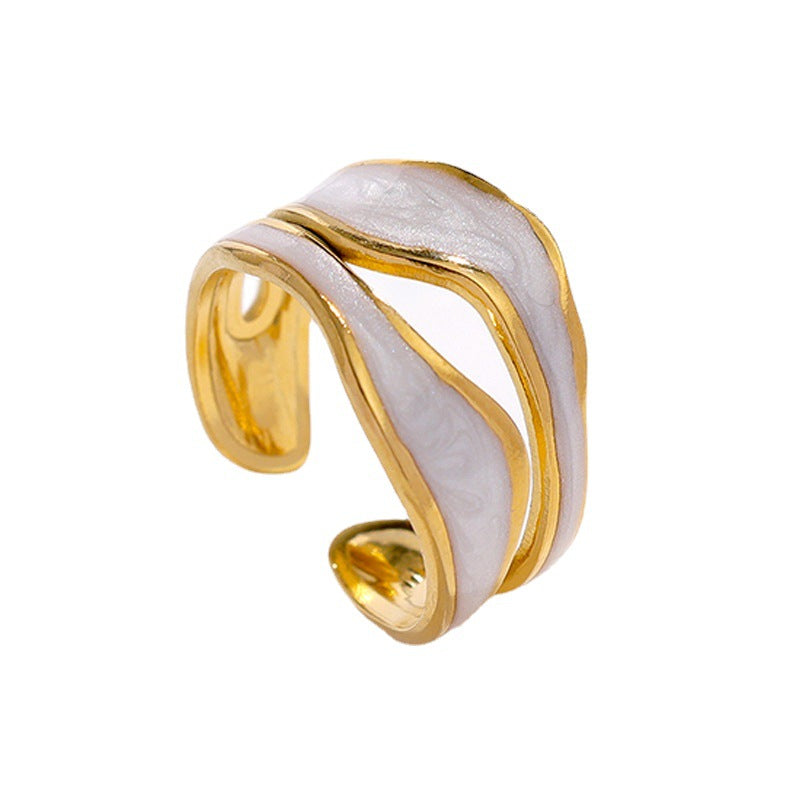 Simple Open-toed Rings Fashion Golden Titanium Steel Ring