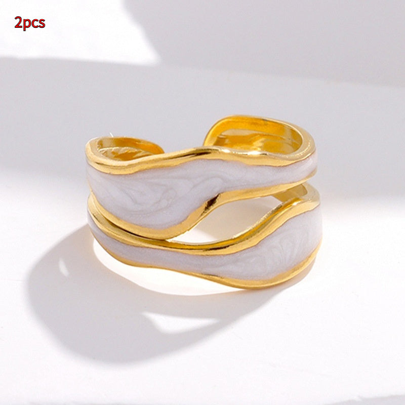 Simple Open-toed Rings Fashion Golden Titanium Steel Ring