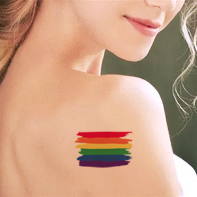 Face Stick Rainbow Geometric Flower Arm Tattoo Sticker